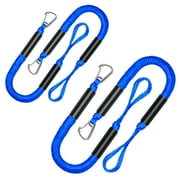 FLOODKING 2 Pack Single Hook Mooring Rope 2FT+4FT - Bungee Dock Lines with Bumper for Kayaks, Boats, Jet Skis